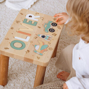 Wood Table With name Letters