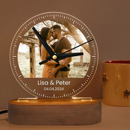 Personalized Photo Clock Table Light