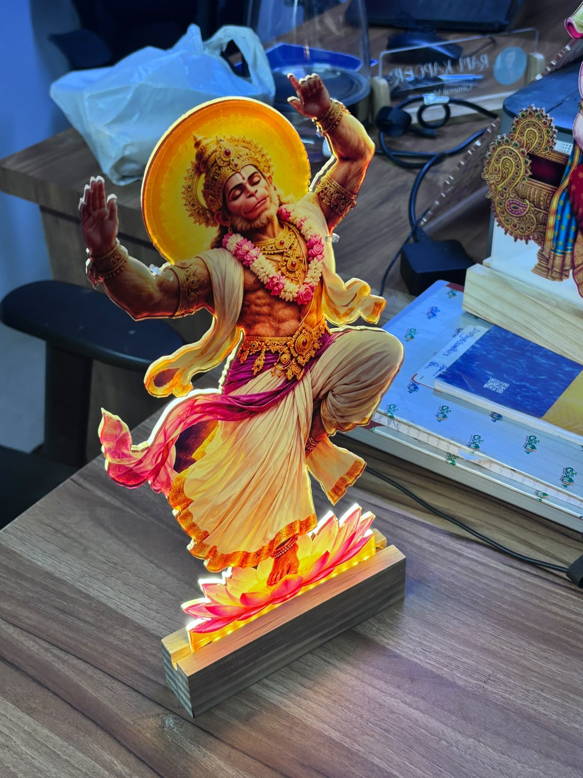 Lord Hanuman Ji Lotus Base LED Lamp - Image 2