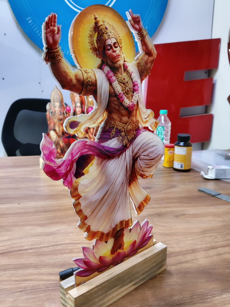 Lord Hanuman Ji Lotus Base LED Lamp - Image 4
